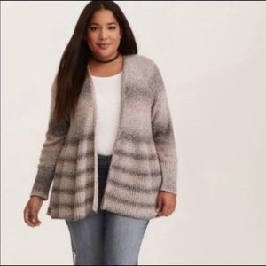 Torrid fuzzy sweater cardigan tie dye size 0 xl 0x